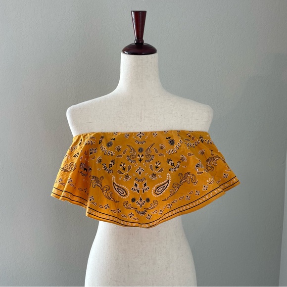 oppa Tops - Vintage Yellow Bandana Tube Top Festival Wear Large Oppa